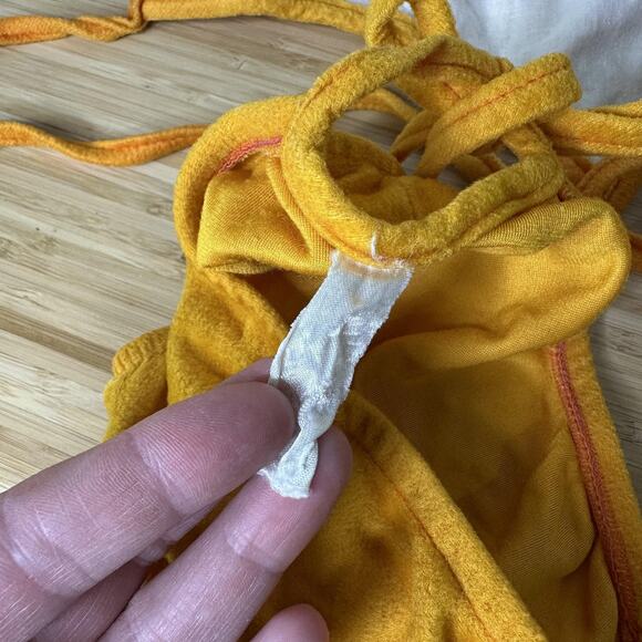 VTG Yellow Terry Cloth Bikini Set Girls‎ Youth Small Tie Side Swimwear Retro 80s - Picture 6 of 6